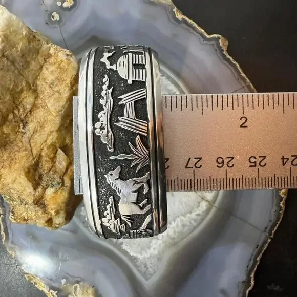 Tommy & Rosita Singer Sterling Silver Overlay Storyteller Unisex Bracelet - Picture 10 of 10